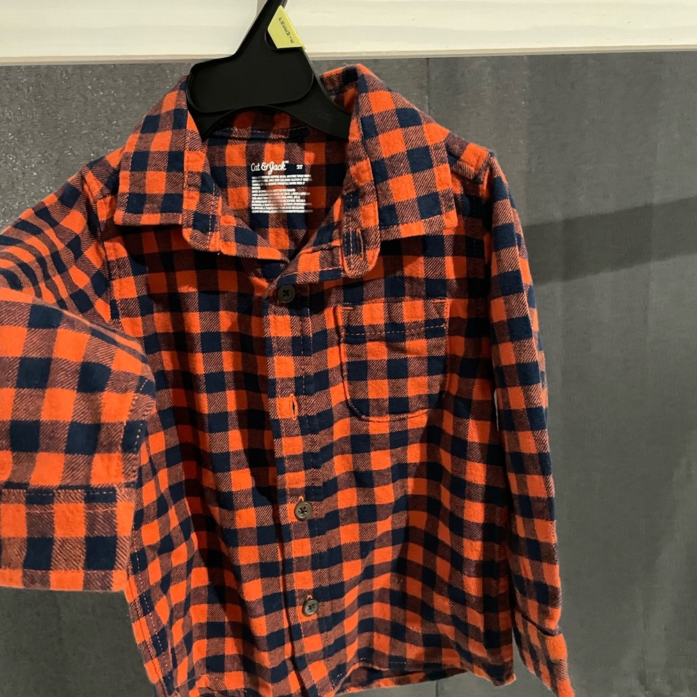 Solo Orange and Blue Checkered Shirt